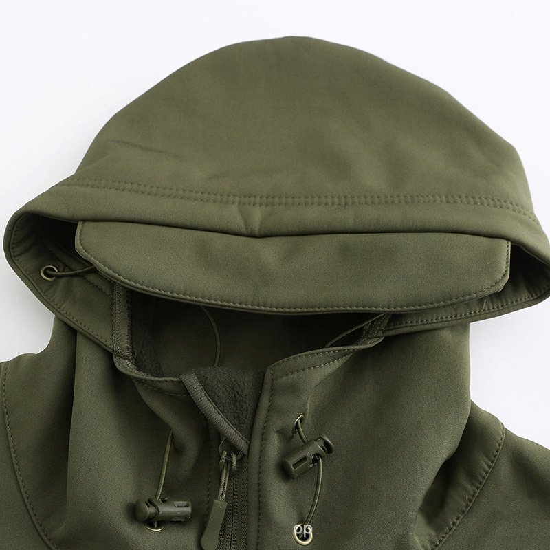 Waterproof Outdoor Hiking Clothing Man Tactical Jackets Softshell Hooded Polar Fleece Winter Waterproof Zip Customized Gray