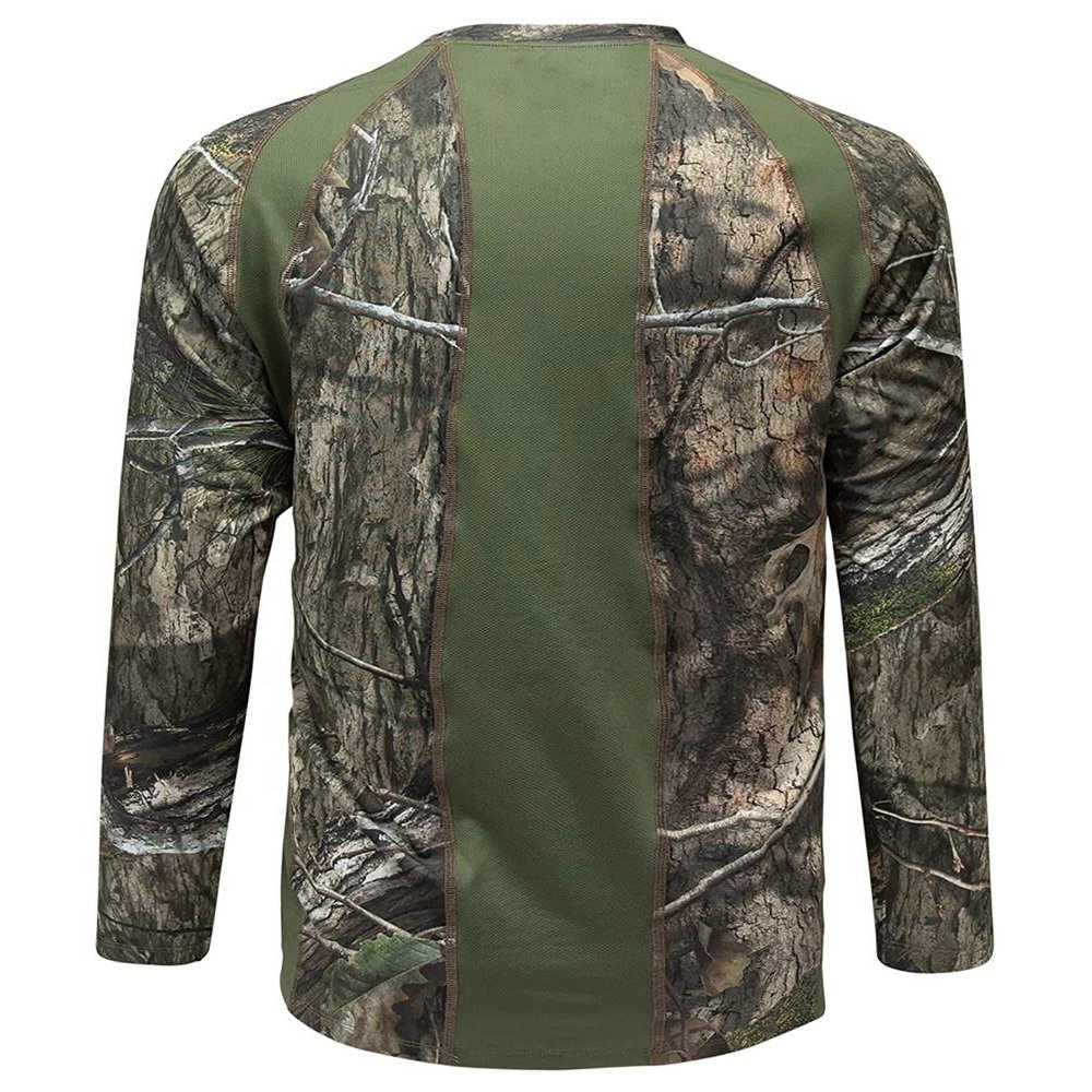 Men's Breathable Pique Fabric T-Shirt Round Neck Tactical Camo Quick Dry Hiking Hunting Training T-Shirts