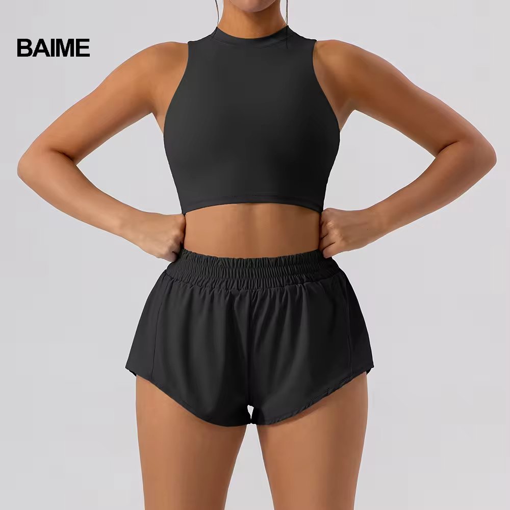 BAIME Custom Women's Sports Wear Set Yoga Biker Shorts Tennis Skirt Gym Fitness Workout Plus Size Ropa Deportiva Activewear