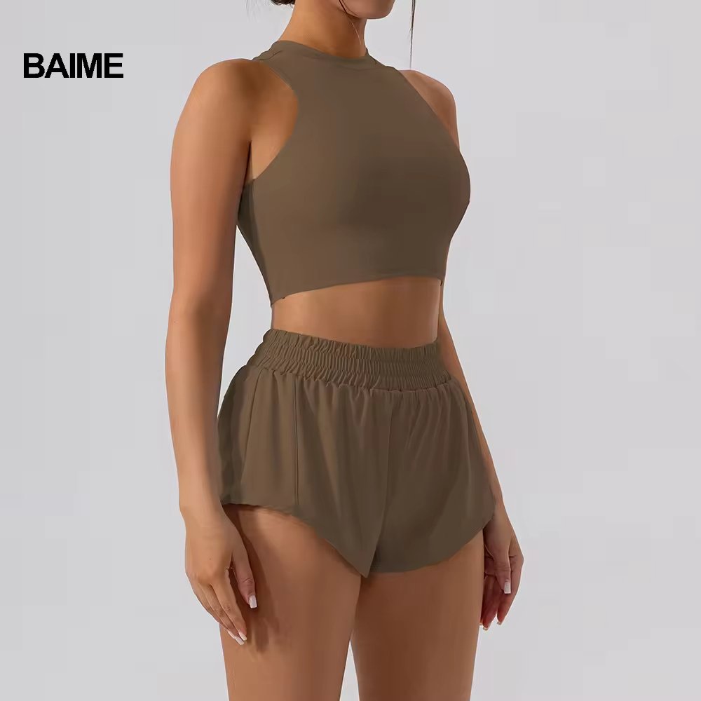 BAIME Custom Women's Sports Wear Set Yoga Biker Shorts Tennis Skirt Gym Fitness Workout Plus Size Ropa Deportiva Activewear