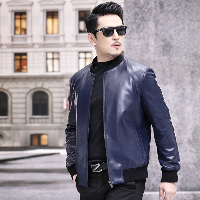 RTS Men Outdoor Cycling Hiking Waterproof Windbreaker motorcycle removable inside down genuine leather slim sheepskin jacket