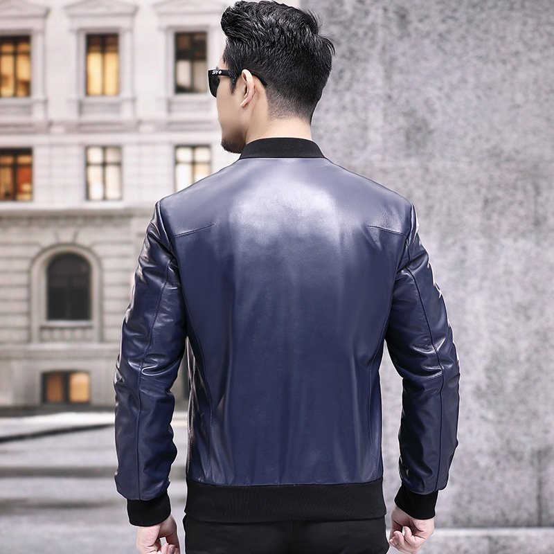 RTS Men Outdoor Cycling Hiking Waterproof Windbreaker motorcycle removable inside down genuine leather slim sheepskin jacket