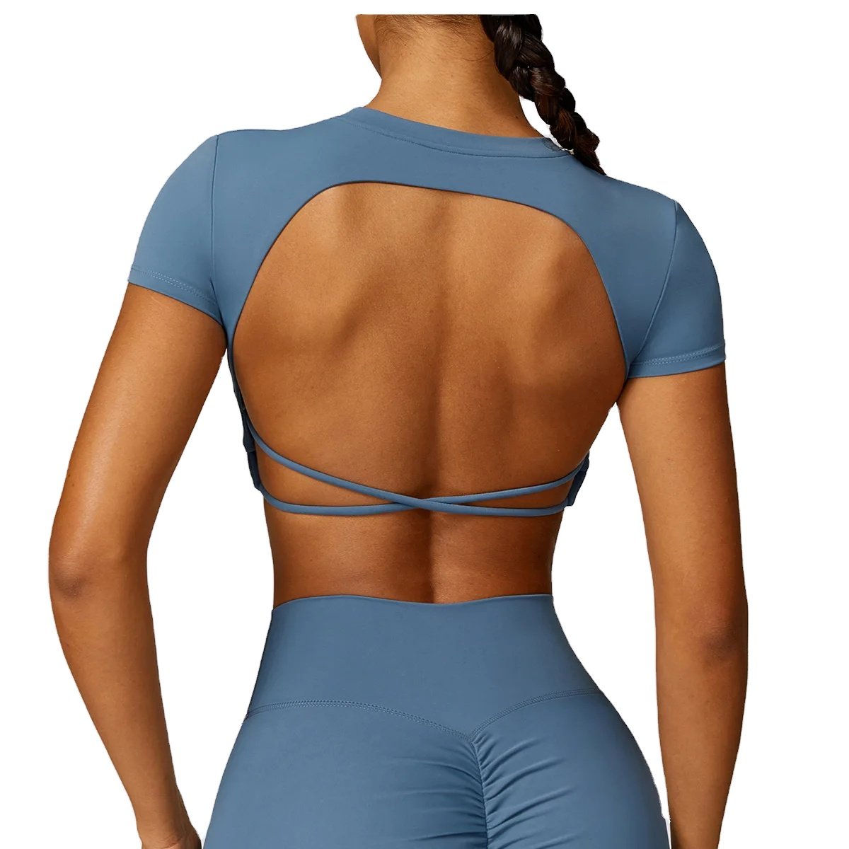 New Fashion Plain Slim Fitted Breathable Yoga Short Sleeved T-shirt Women Workout Shirts Athletic Compression Quick Dry Gym Tops