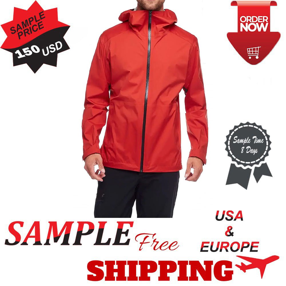 Men's Hard Shell Hooded Jacket Waterproof and Windproof Casual Fashion Hiking Coat for Outdoor Climbing Made of Linen