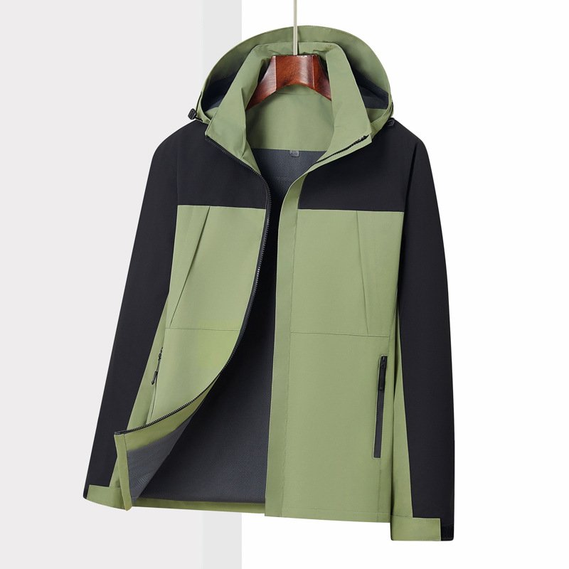 Custom LOGO Cotton Oxford Thin Color Matching Hardshell Jacket Adults Breathable Outdoor Hiking Coat Removable Hood Fleece Coat