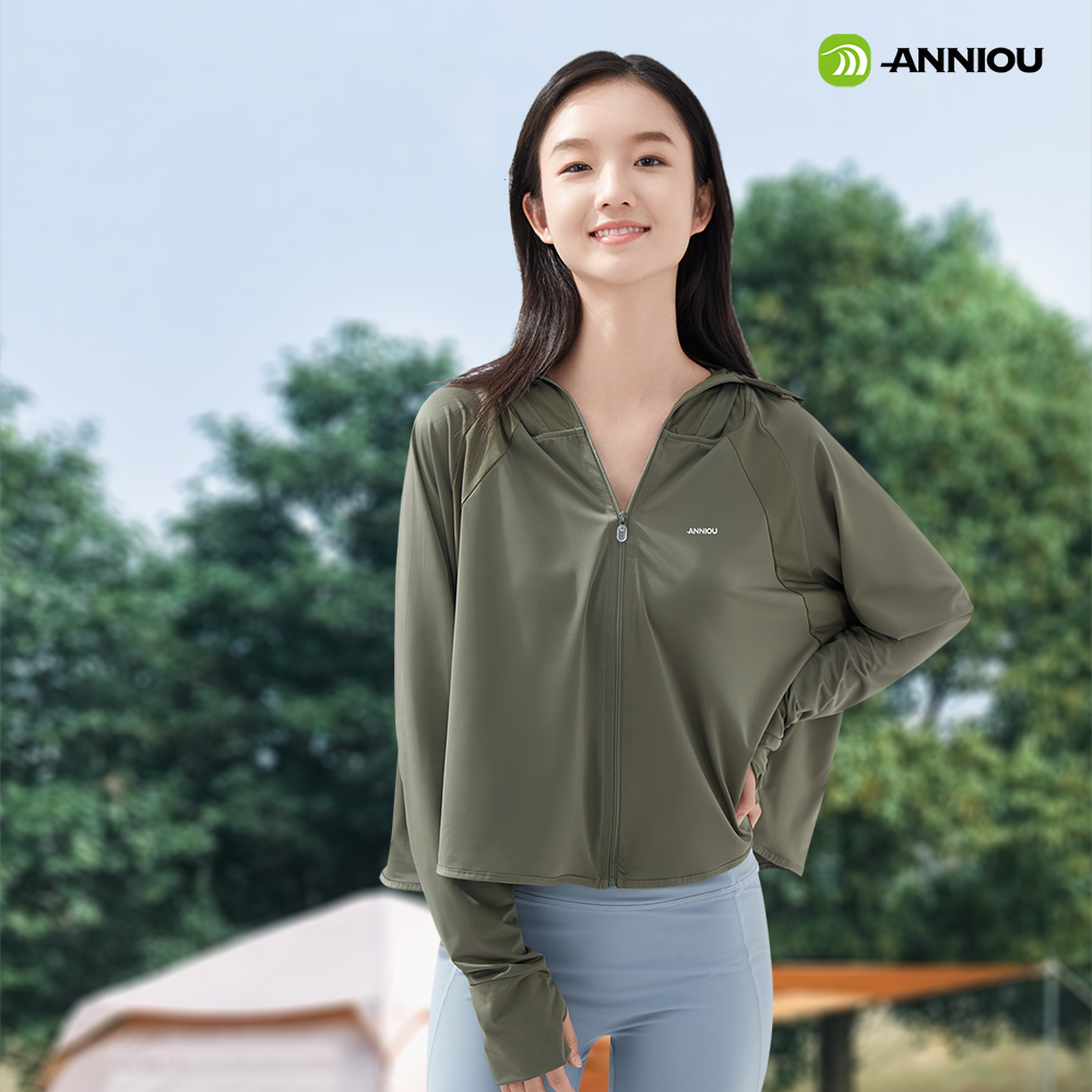 Anniou Ice Silk Upf 50+ Sunscreen Jacket Women's Summer Breathable Shawl Short Jacket Loose Anti-uv Sunscreen Clothing