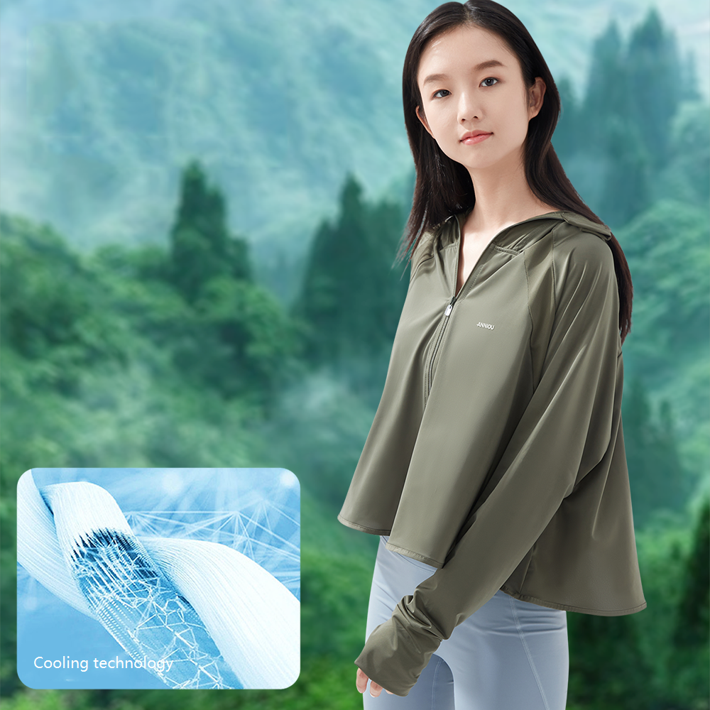 Anniou Ice Silk Upf 50+ Sunscreen Jacket Women's Summer Breathable Shawl Short Jacket Loose Anti-uv Sunscreen Clothing