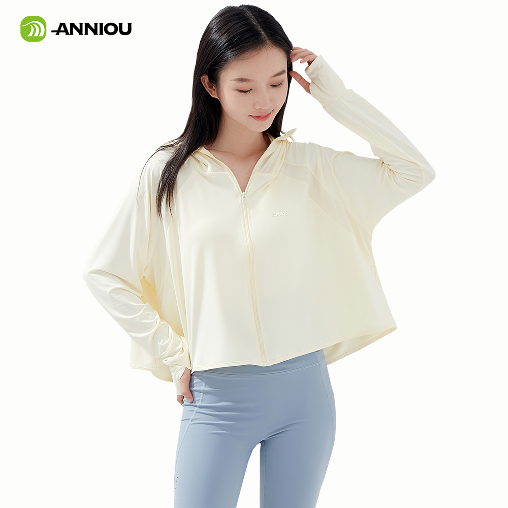 Anniou Ice Silk Upf 50+ Sunscreen Jacket Women's Summer Breathable Shawl Short Jacket Loose Anti-uv Sunscreen Clothing
