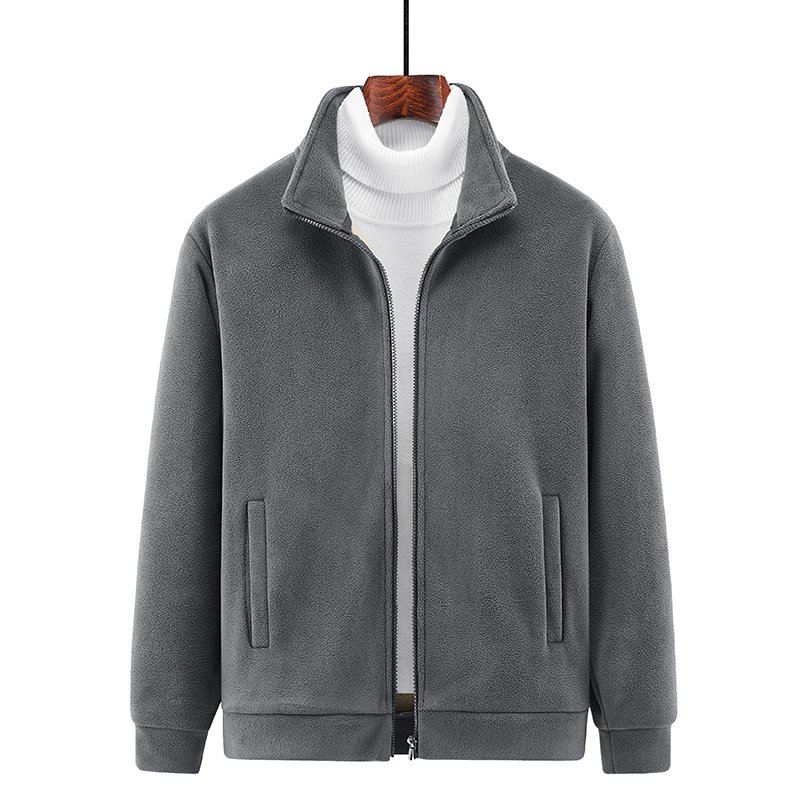 Wholesale customized logo men's full zipper fleece jacket windproof lightweight outdoor jacket with pockets hiking jacket