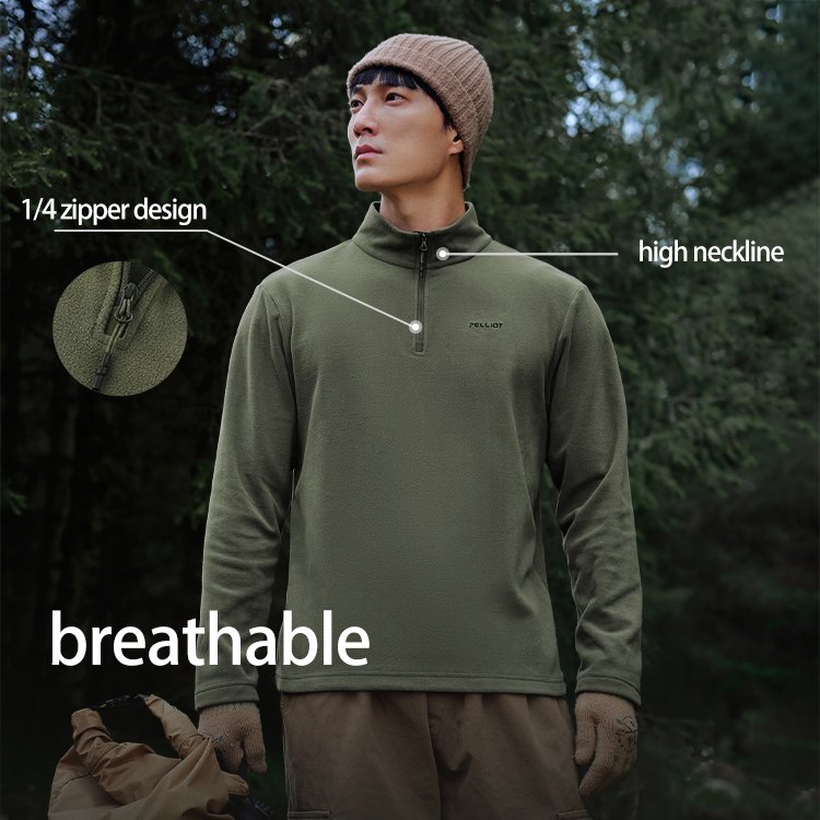 Men's and Women's Hiking Warm Half Turtleneck 200g Fleece Jacket Windproof 1/4 Zipper Outdoor Stand Slim OEM Service Unisex