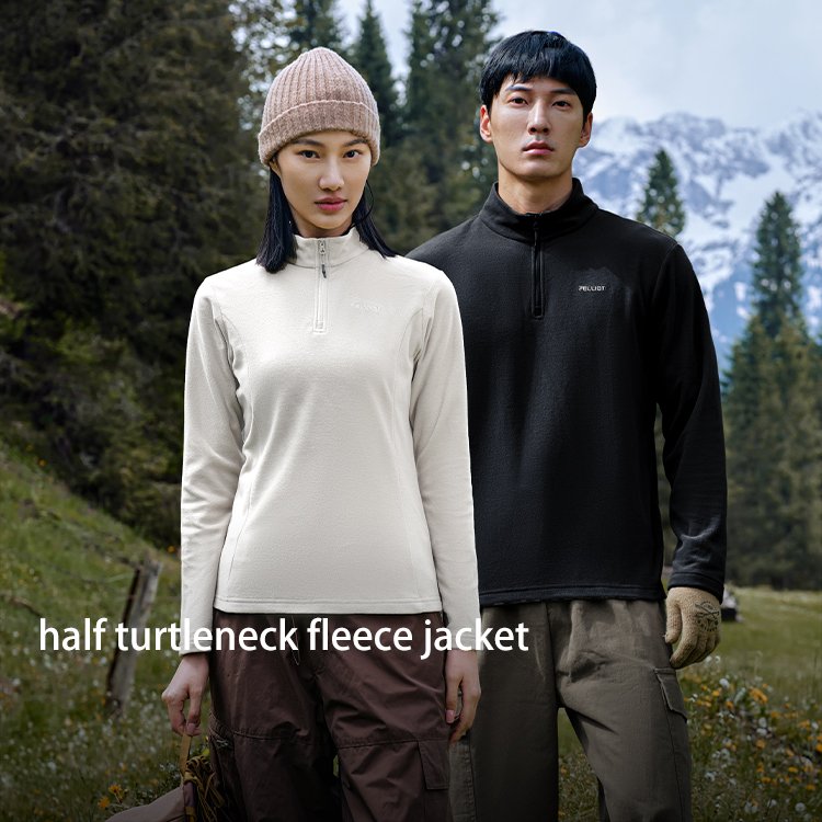 Men's and Women's Hiking Warm Half Turtleneck 200g Fleece Jacket Windproof 1/4 Zipper Outdoor Stand Slim OEM Service Unisex