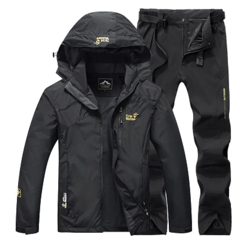 2025 Cycling Sets Men Cycling Jackets Pants Hiking Sports Hooded Two Piece Sets Breathable Warm Windproof Outdoor Clothing Sets