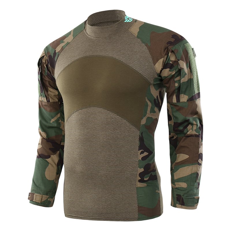ESDY Casual Mens Tactical Long Sleeve Shirt Hiking Camouflage Combat T-shirt