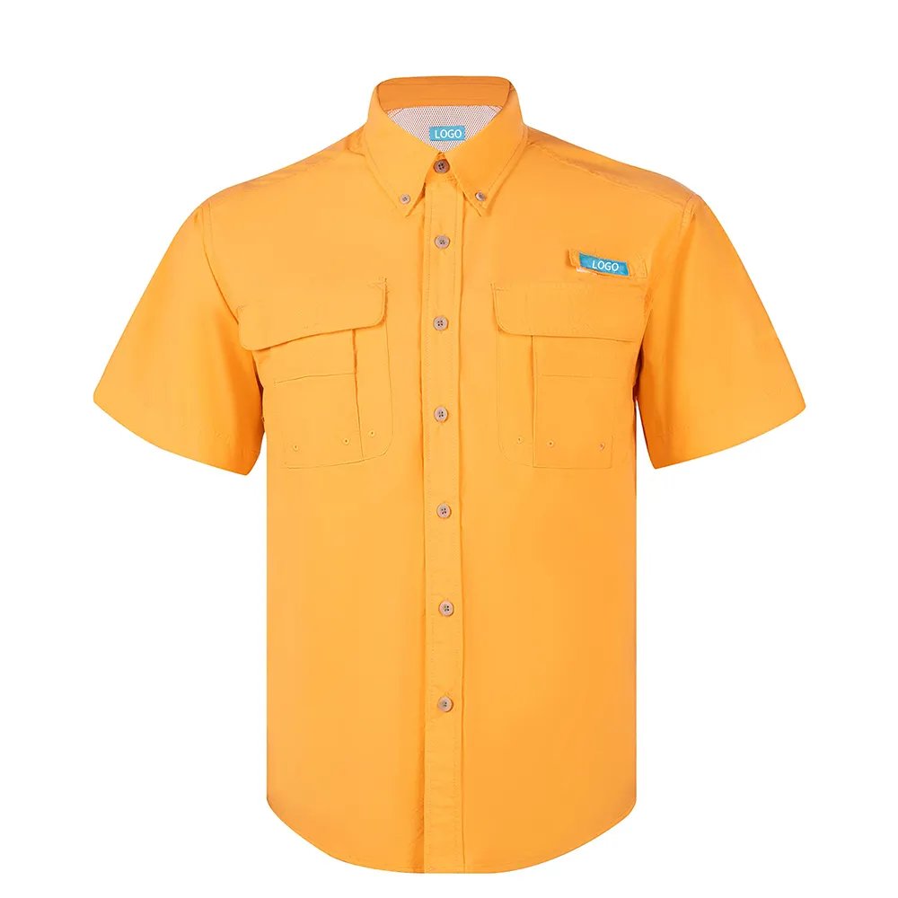 Luxury high quality fishing shirt UV proof quick drying custom logo short sleeve blank bamboo performance fishing suit for men