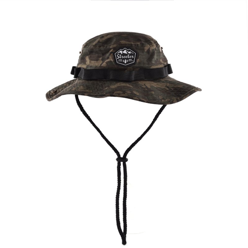 Men Women wide brim camouflage camo bucket hat custom boonie hat3d puff embroidery hat