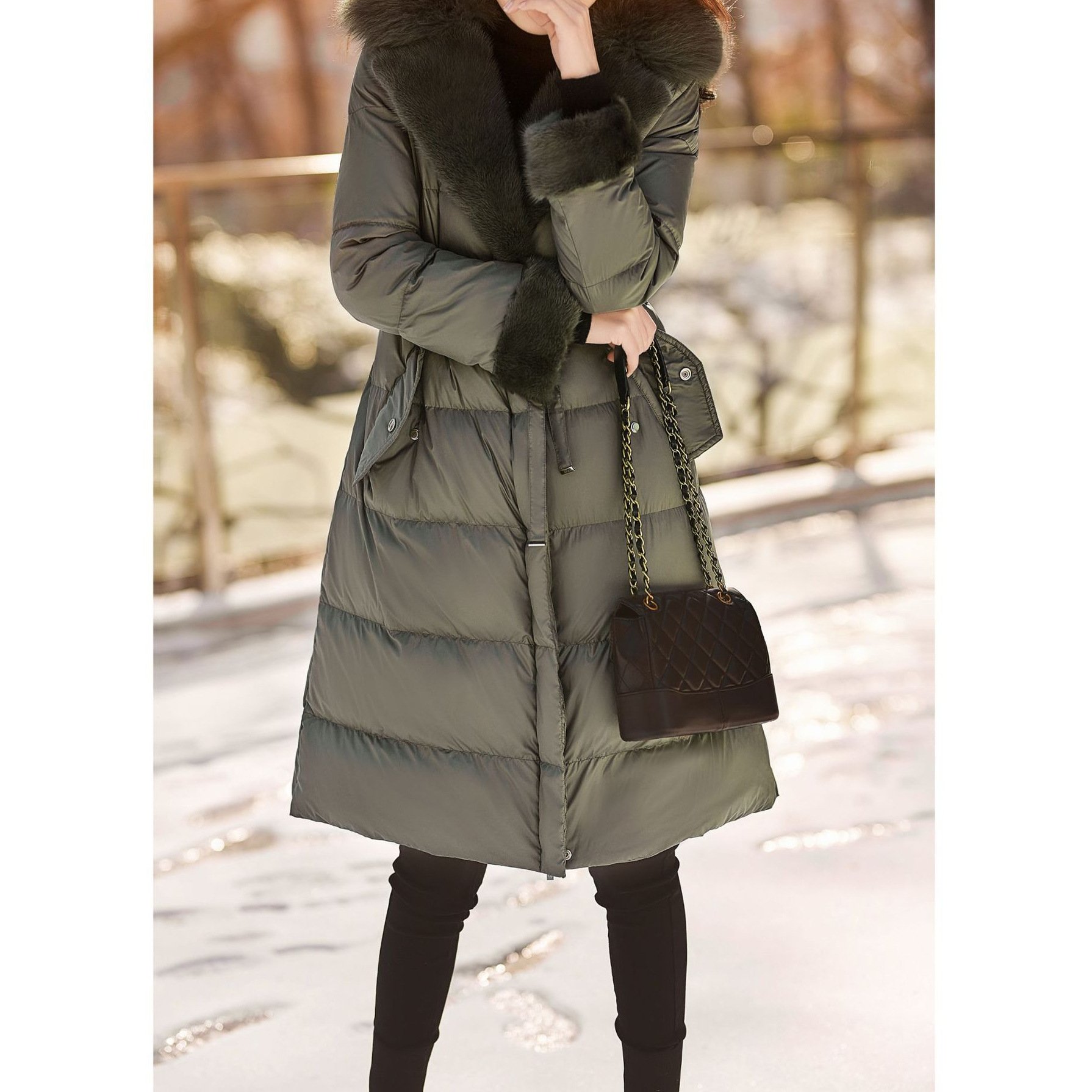 Factory women's clothing new winter waterproof label women's plush down jacket outdoor hiking skiing warm waterproof jacket