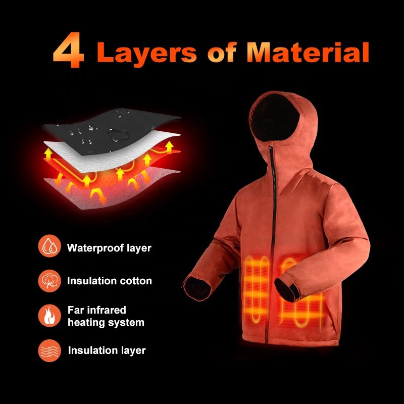 Custom Outdoor Electric Coat Cycling and Skiing Heating Clothing Men Jacket Heated Hiking Clothing for winter