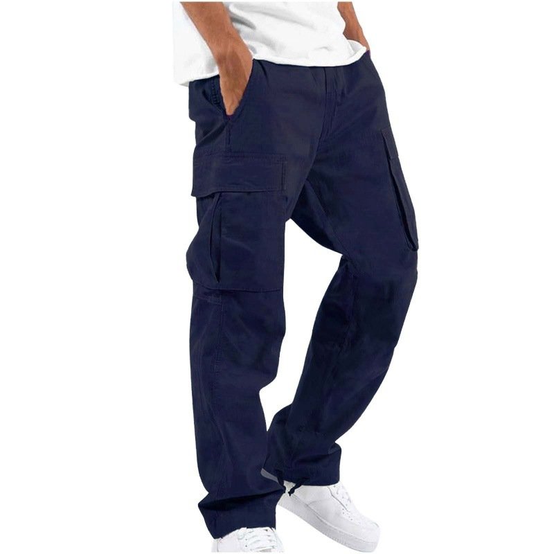Men 2024 autumn new cargo pants independent station American foreign trade multi-pocket drawstring casual pants