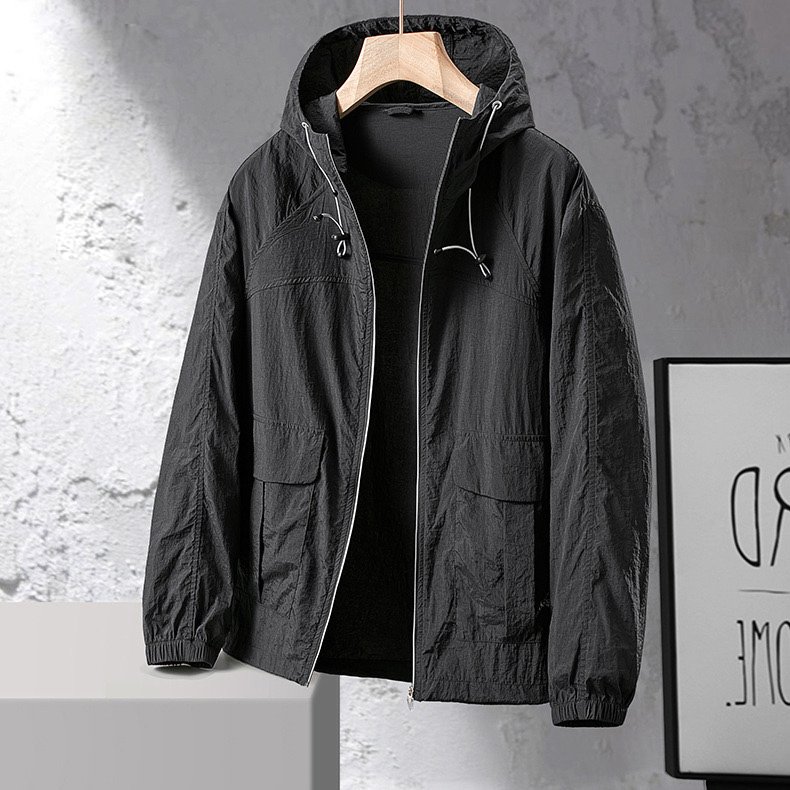 Custom Logo Summer Thin Lightweight Sun Protection Breathable Windproof High Quality Waterproof Outdoor Hooded Jacket For Men
