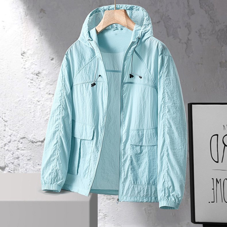 Custom Logo Summer Thin Lightweight Sun Protection Breathable Windproof High Quality Waterproof Outdoor Hooded Jacket For Men