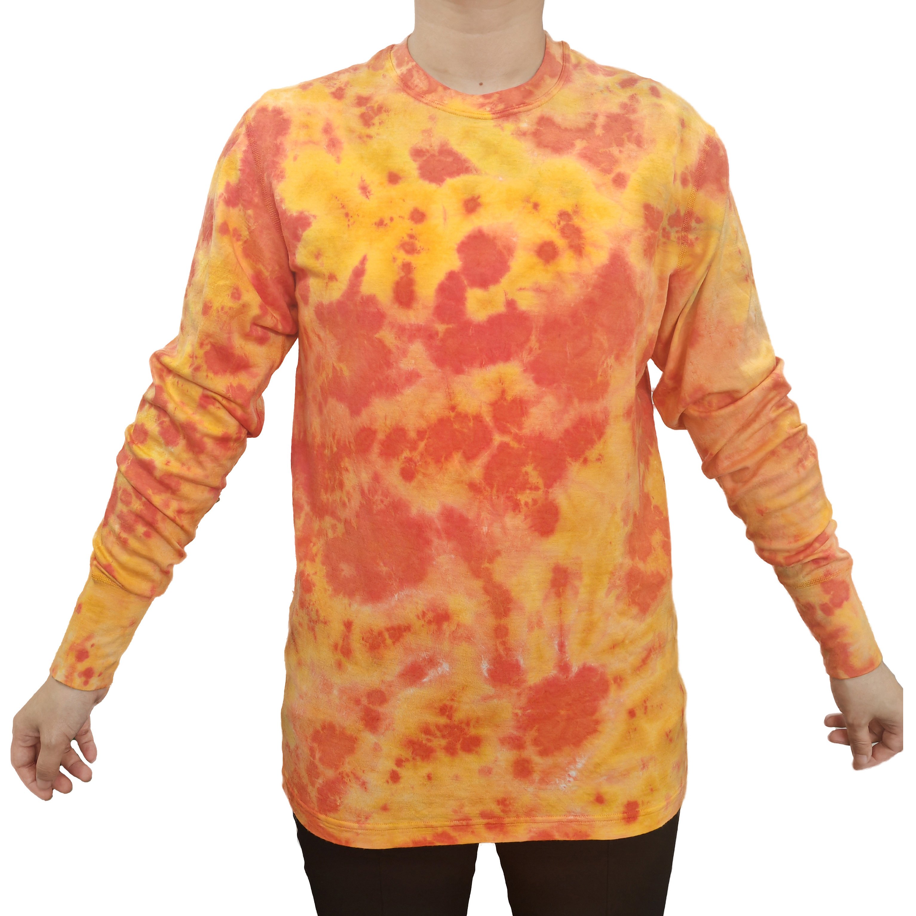 New Fashion Tie Dying 100% Merino Wool Long Sleeve Base Layer Crew Neck Shirt Blend Merino Wool T-shirt