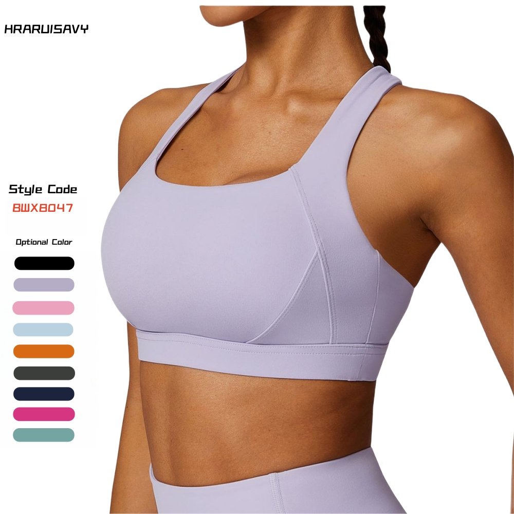 Wholesale backless cross yoga bras women high quality fitness crop top sports wear for women solid bra customize logo