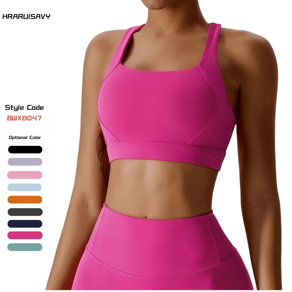 Wholesale backless cross yoga bras women high quality fitness crop top sports wear for women solid bra customize logo