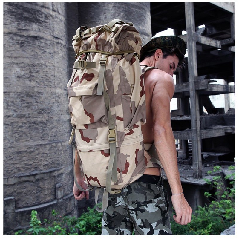 Outdoor Backpack Large Capacity Survival Men's Outdoor Camping Hunting Bag Nylon Oxford Lining Zipper Sporty Fashion Day Use