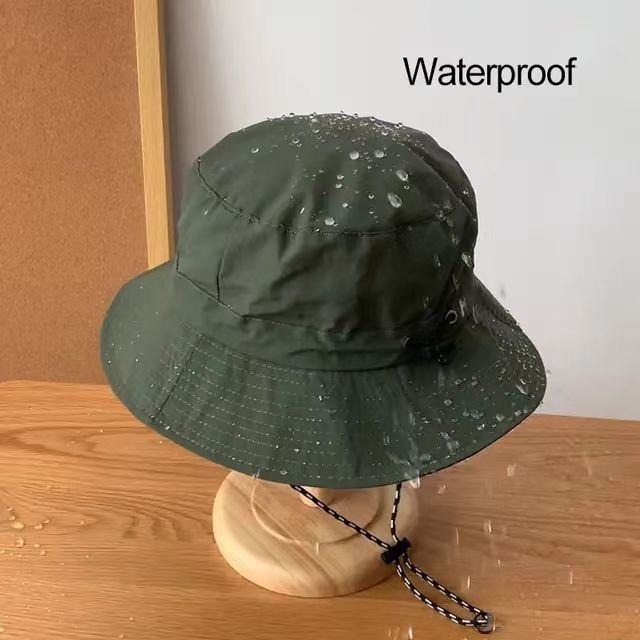 Outdoor Anti Ultraviolet Waterproof Bucket Hat Foldable Pocket Cap Quick Dry Fishing Traveling Portable Hat With Wind String