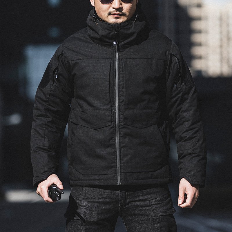 Men's outdoor tactical thickened camouflage cotton-padded heat reflection hooded ski hiking hardshell winter windproof coat