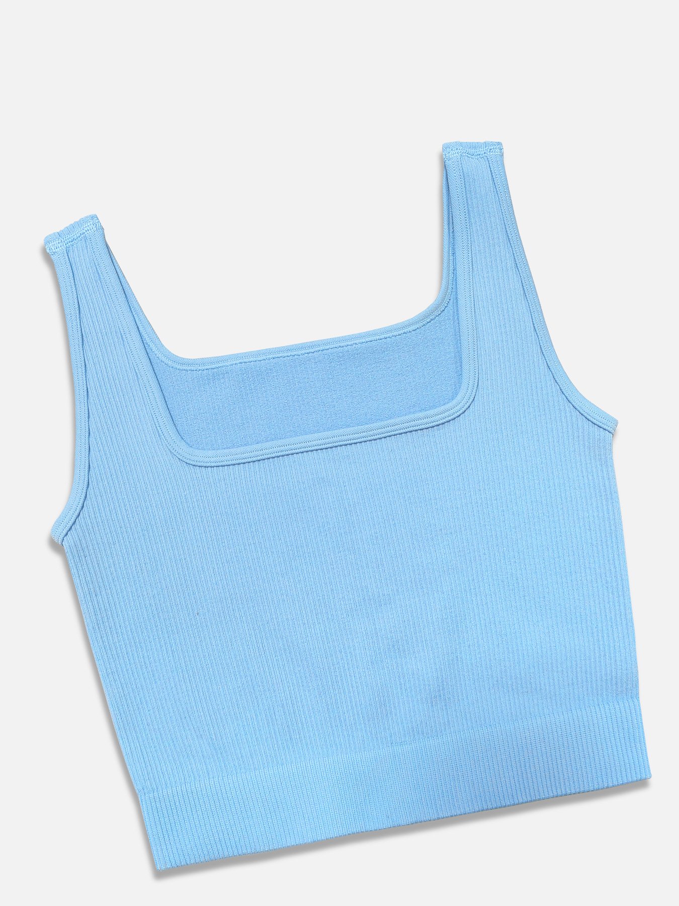 Women Ribbed Seamless Yoga Shirts Lady Square Neck Open Back Gym Top Female Gather Thick Shoulder Strap Running Fitness T Shirt