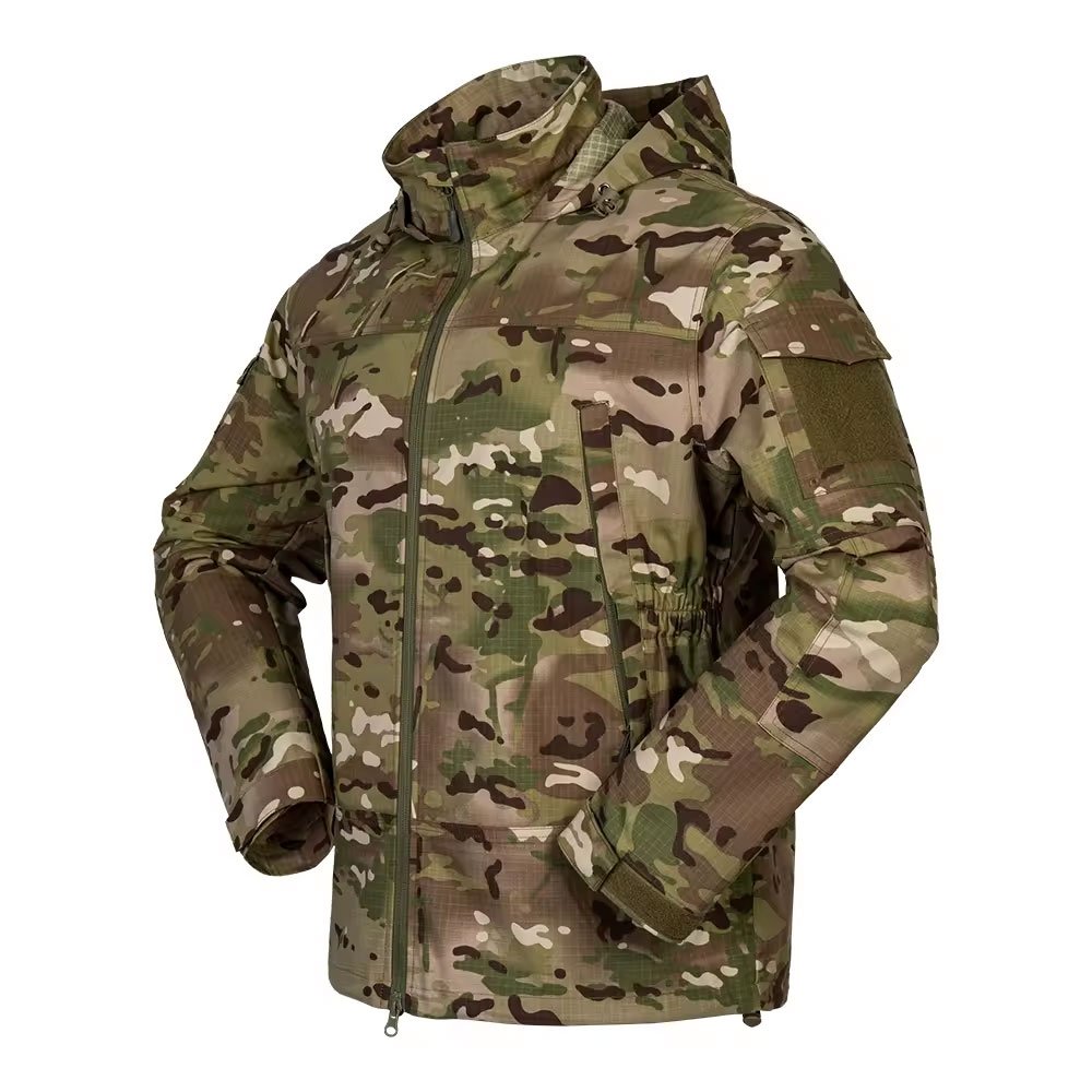 OEM Customized Hooded Windbreaker Hunting Camouflage Clothes Men Windbreaker Tactical Jacket Outdoor