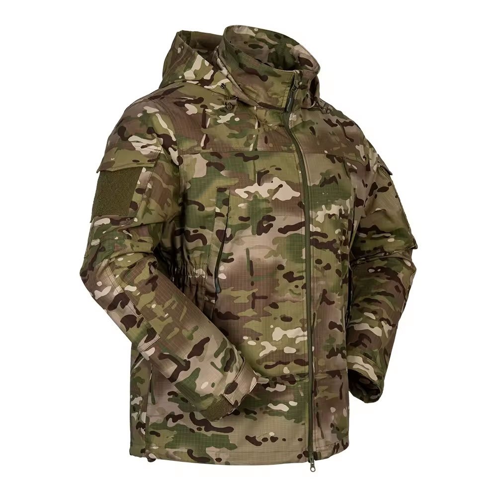 OEM Customized Hooded Windbreaker Hunting Camouflage Clothes Men Windbreaker Tactical Jacket Outdoor