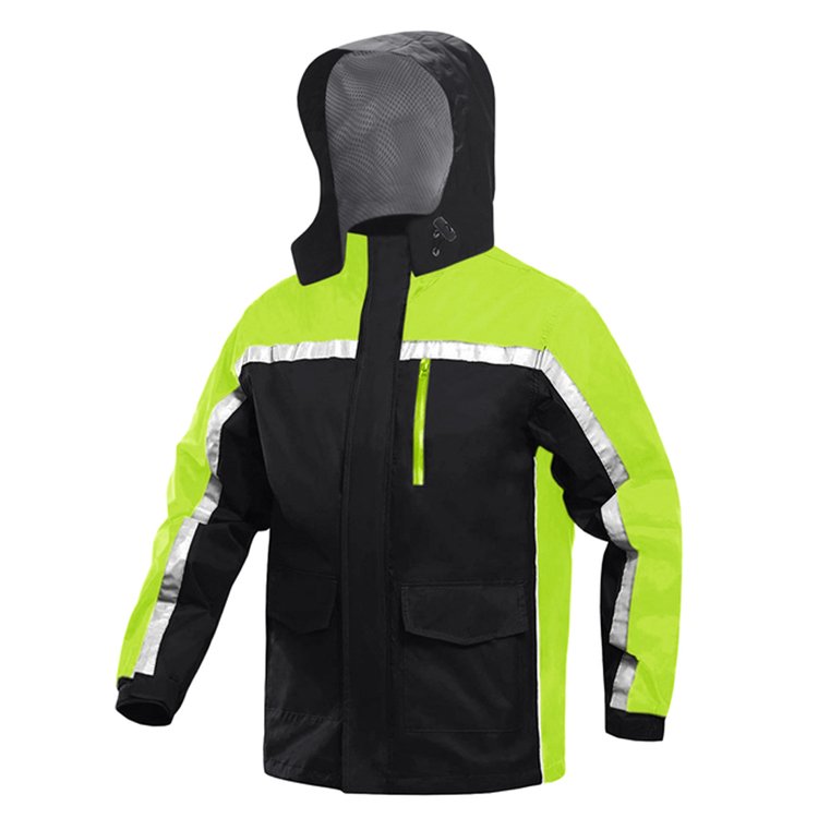 Reflective Safety Clothing Manufacturer Mens Rain Coat Jackets Waterproof With Hood, Outdoor Hiking Mesh Wind Breaker Jacket