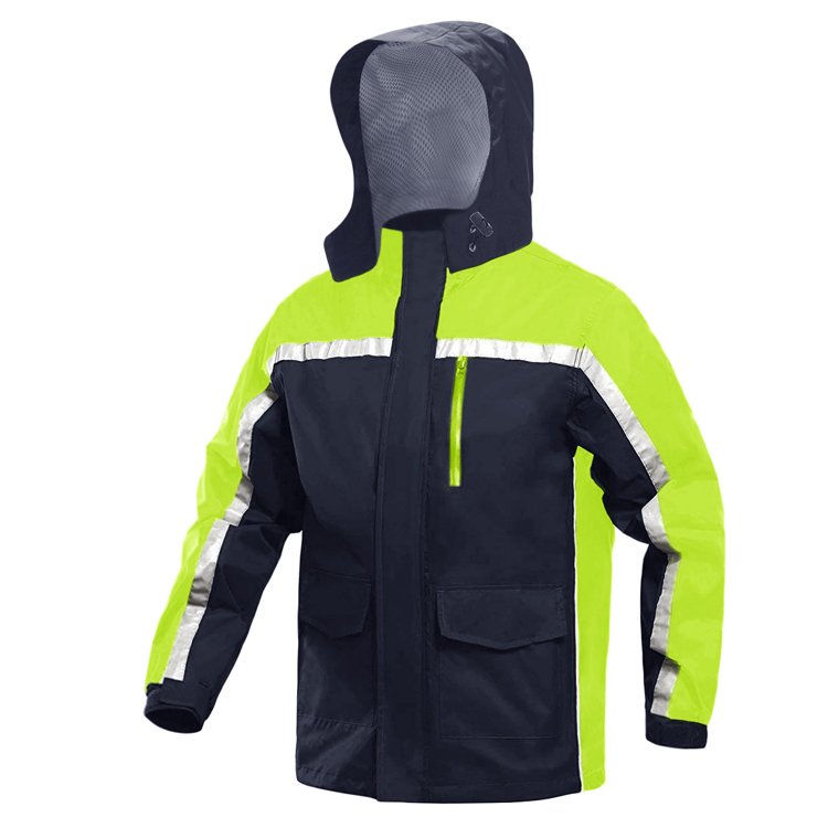 Reflective Safety Clothing Manufacturer Mens Rain Coat Jackets Waterproof With Hood, Outdoor Hiking Mesh Wind Breaker Jacket