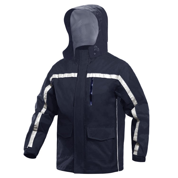 Reflective Safety Clothing Manufacturer Mens Rain Coat Jackets Waterproof With Hood, Outdoor Hiking Mesh Wind Breaker Jacket