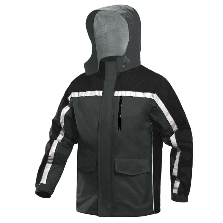 Reflective Safety Clothing Manufacturer Mens Rain Coat Jackets Waterproof With Hood, Outdoor Hiking Mesh Wind Breaker Jacket