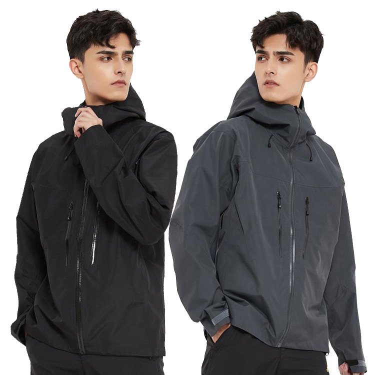 Dropshipping OEM Men's Waterproof Hard Shell Hooded Jacket for Outdoor Sports Mountain Running Hiking Skiing Windbreak Rain Coat