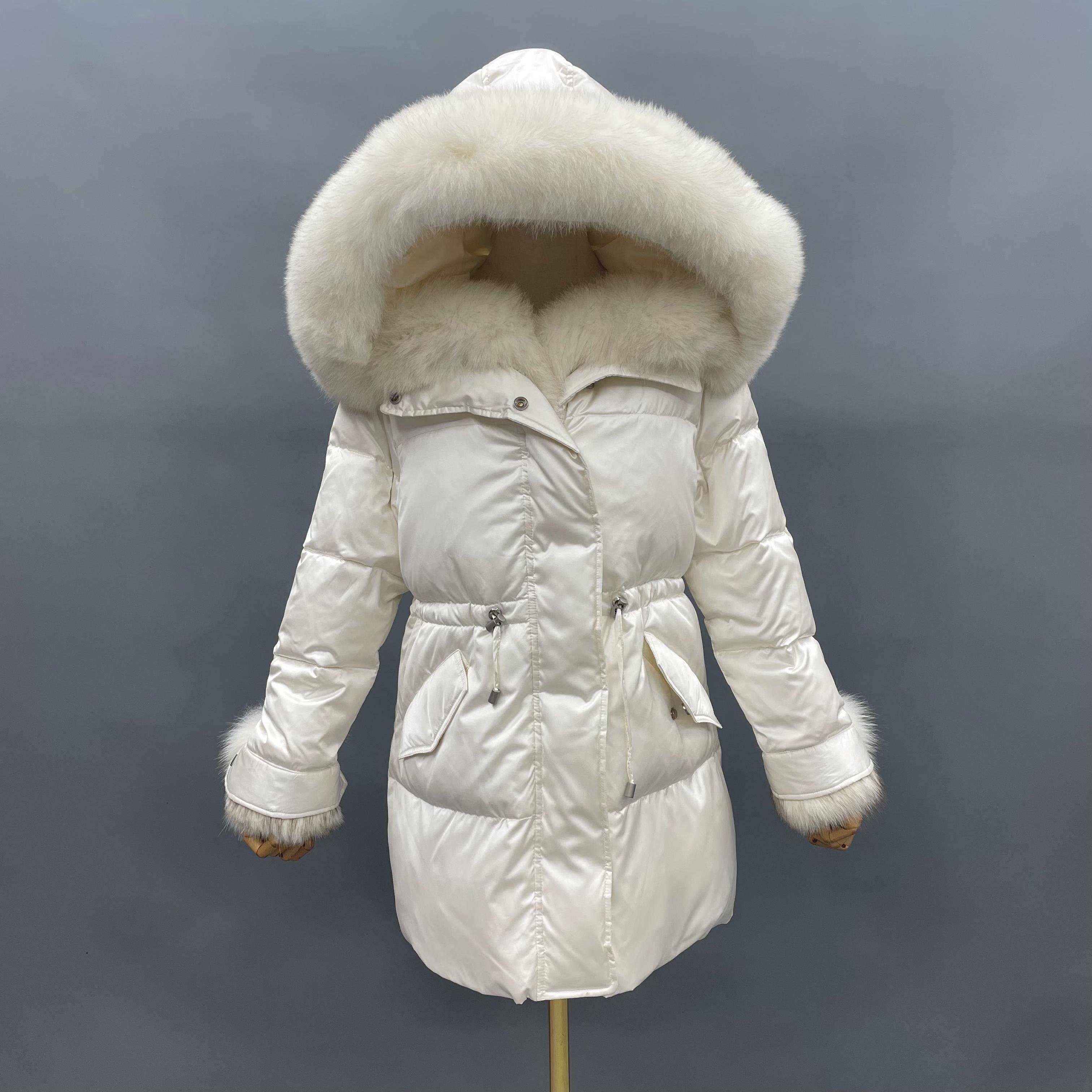 Real fur collar clothing women's thickened goose fur hooded jacket winter women dresses down coats