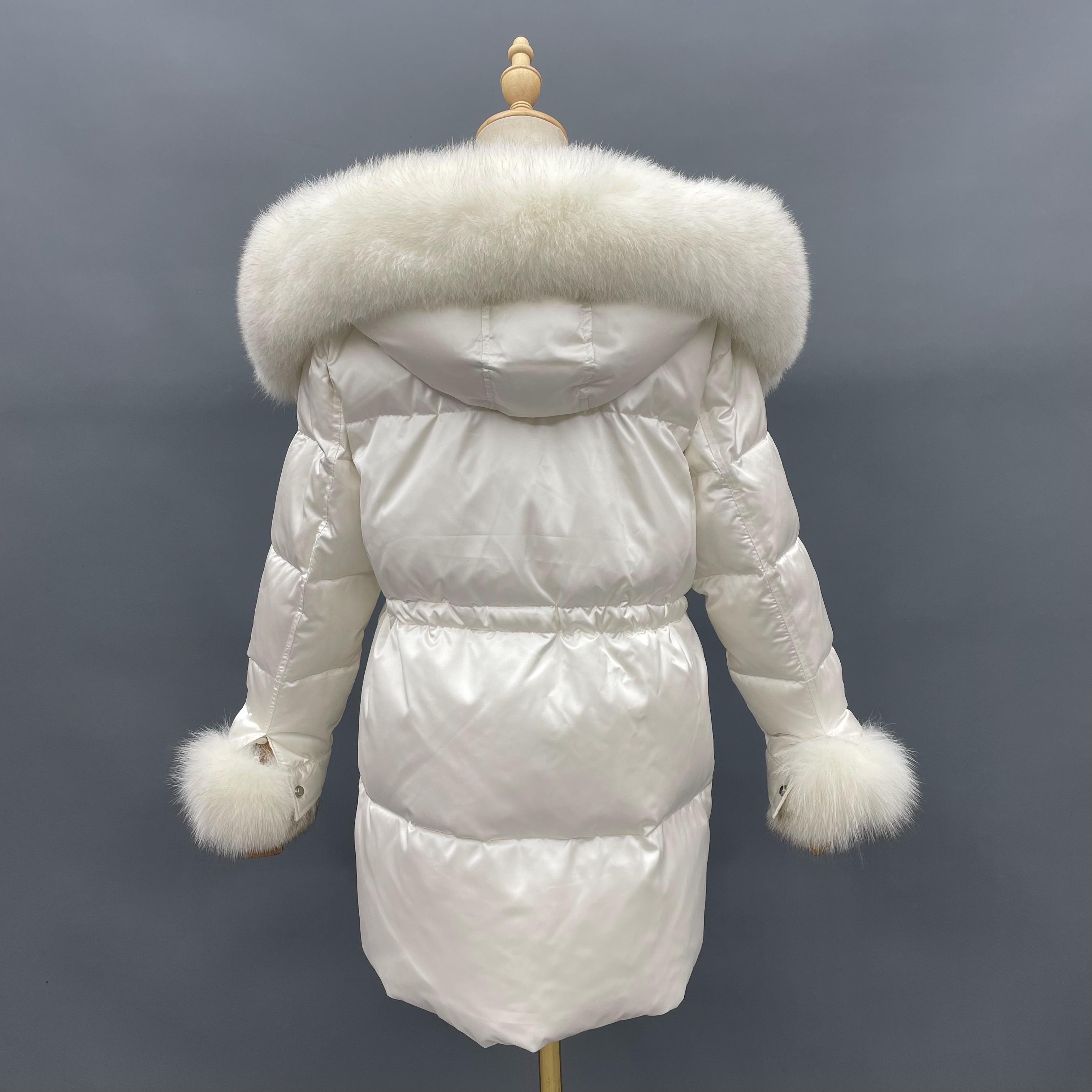 Real fur collar clothing women's thickened goose fur hooded jacket winter women dresses down coats