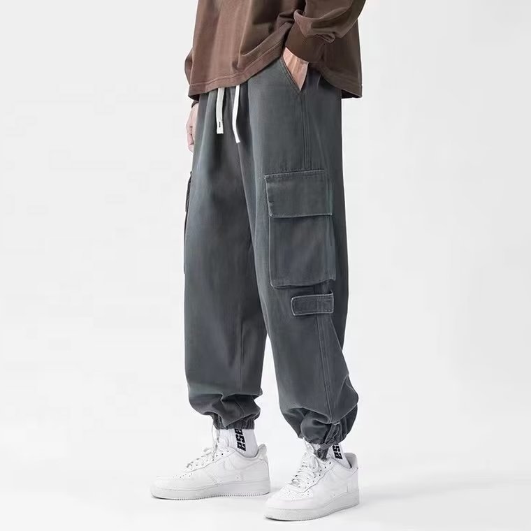 Men's Casual Cargo Pants Workout Joggers Stretch Sweatpants Hiking Drawstring Tactical Pants with Multi Pockets