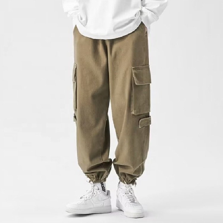 Men's Casual Cargo Pants Workout Joggers Stretch Sweatpants Hiking Drawstring Tactical Pants with Multi Pockets