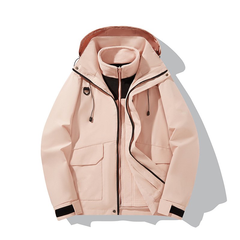 Autumn and Winter 3-in-1 Detachable Punching Jacket Windproof Waterproof Model Outdoor Mountaineering Clothing Jacket Women