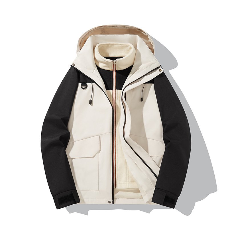 Autumn and Winter 3-in-1 Detachable Punching Jacket Windproof Waterproof Model Outdoor Mountaineering Clothing Jacket Women