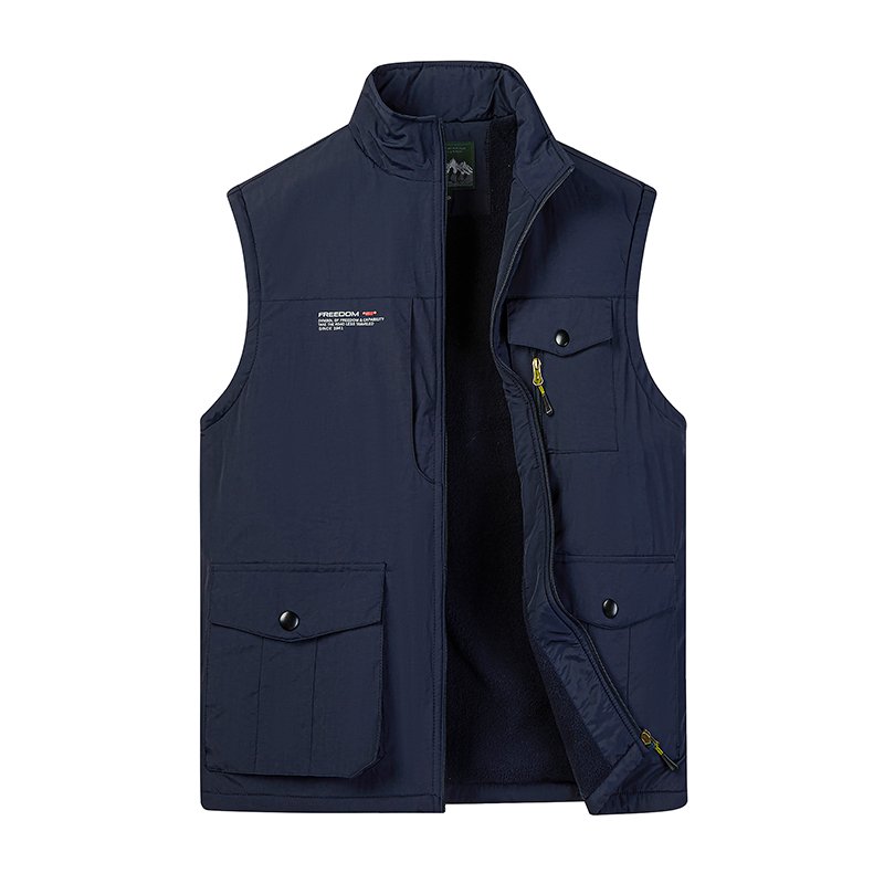 Winter Oversized Men's Utility Hiking Workwear Multi Pockets Breathable Work Vest Fleece Gilet Outer Wear Men