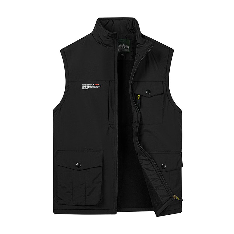 Winter Oversized Men's Utility Hiking Workwear Multi Pockets Breathable Work Vest Fleece Gilet Outer Wear Men