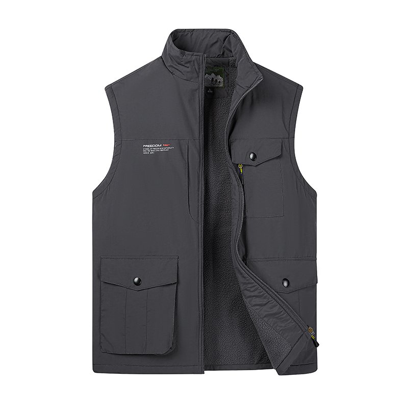 Winter Oversized Men's Utility Hiking Workwear Multi Pockets Breathable Work Vest Fleece Gilet Outer Wear Men