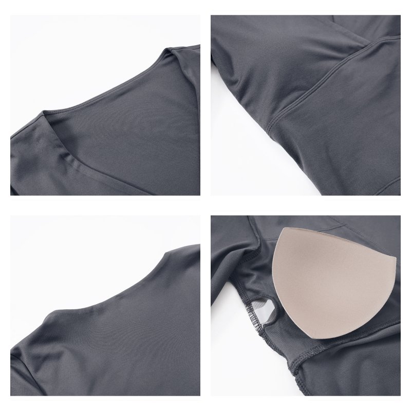 2024 New Design Twist Front Sexy Yoga Long Sleeves Fitness Sports Top With Chest Pad Quick Dry Running Crop Top Yoga T Shirt