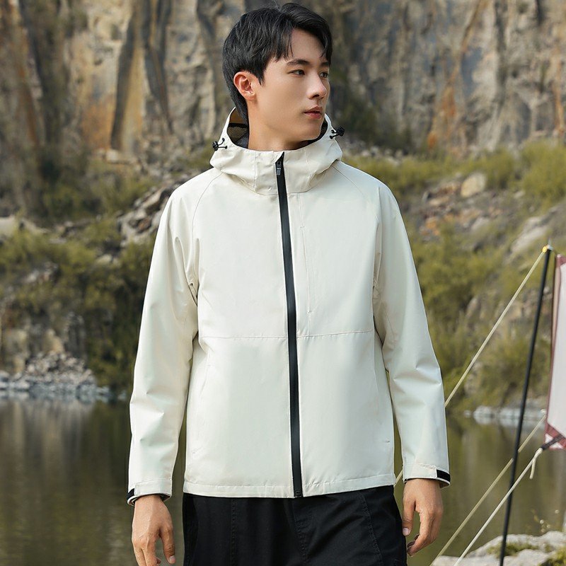 Spring Autumn Men Mountain Waterproof Jacket Outdoor Waterproof Hooded Jacket Running Hiking Rain Jacket with Zippers