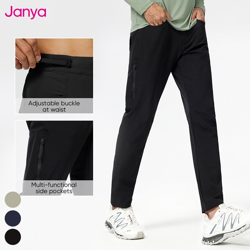 Side Zipper Pockets Straight Leg Quick Dry Outdoor Hiking Workout Pants Custom Logo Sports Trousers Gym Fitness Pants For Men